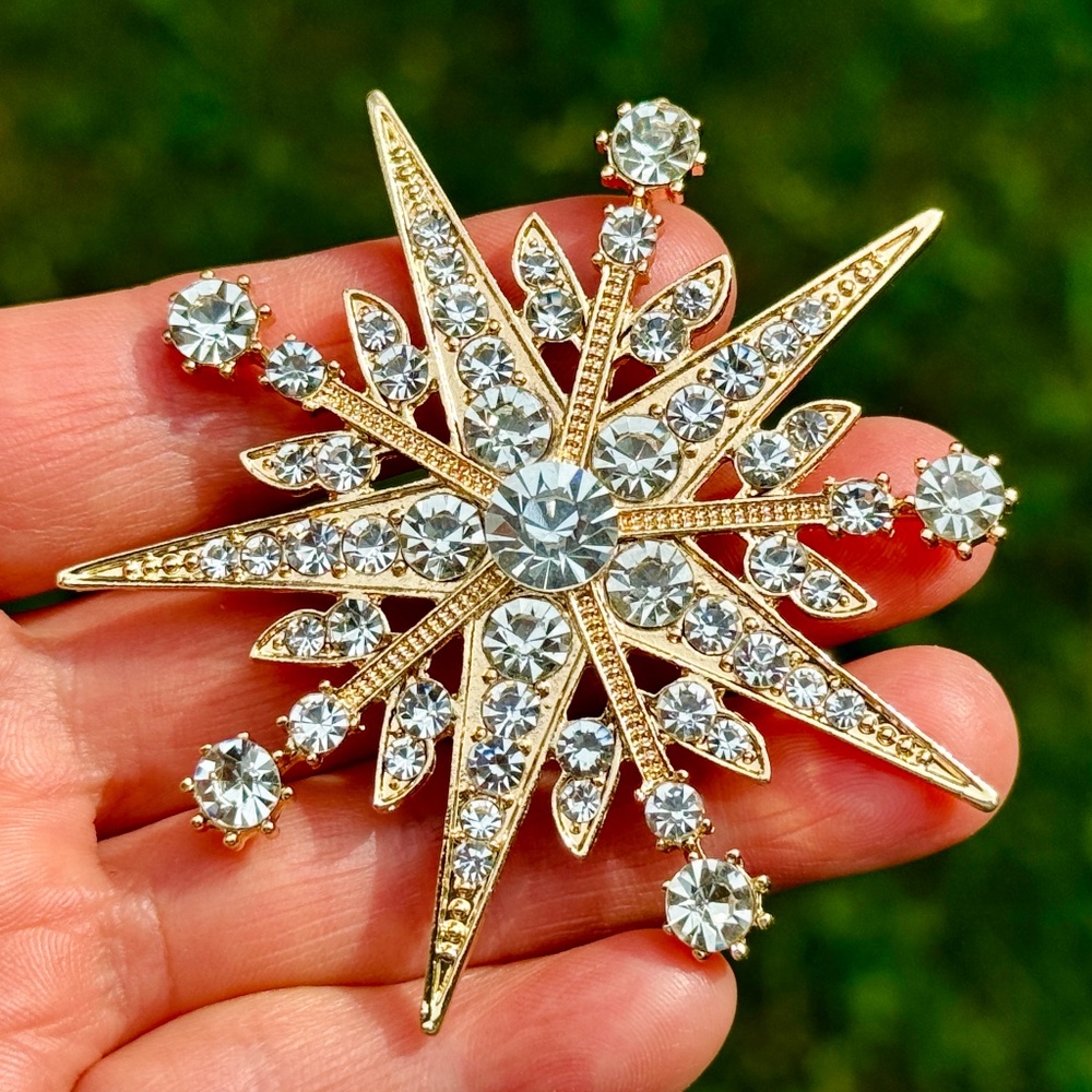 LARGE Star Brooch Pin Large Rhinestone Brooch